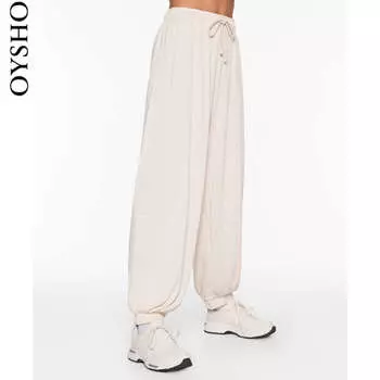 Леггинсы спортивные Oysho на шнурке, бежевый