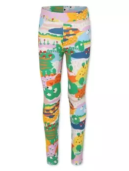 Леггинсы Stella McCartney Kids с узором «луг», зеленый