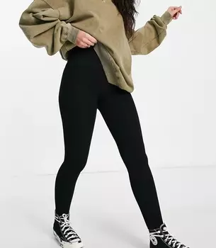 Леггинсы Stradivarius Petite Seamless Ribbed, черный