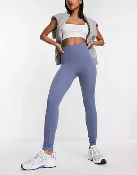 Леггинсы Stradivarius Seamless Ribbed In Petrol, синий