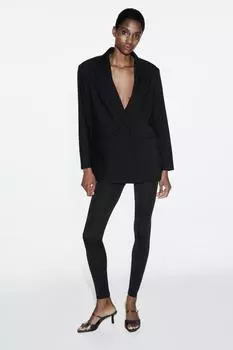 Леггинсы стрейч из полиамида ZARA, черный