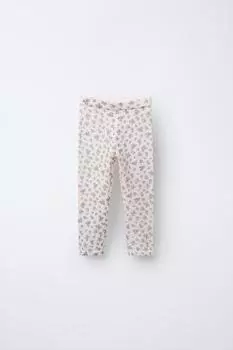 Леггинсы тонкой вязки с цветочным принтом ZARA, цвет Beige-pink