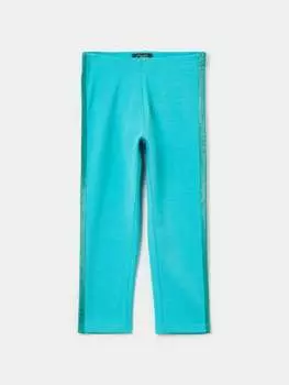 Леггинсы три четверти с блестящими полосками Ovs, цвет turquoise blue