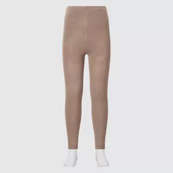 Леггинсы Uniqlo Girls Heattech Ribbed Thermal, коричневый