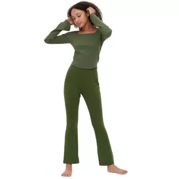 Леггинсы Uniqlo Heat Tech Wool Blend, темно-зеленый