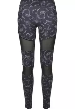 Леггинсы Urban Classics Tech Mesh Aop, черный пейсли