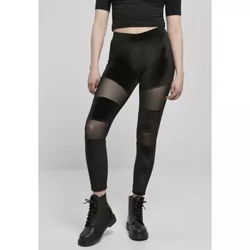 Леггинсы Urban Classics Velvet Tech Mesh Big, черный