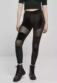 Леггинсы URBAN CLASSICS "Женские женские бархатные леггинсы Urban Classics из технической сетки" (1 шт.), черный
