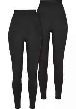 Леггинсы URBAN CLASSICS "Женские женские леггинсы с высокой талией Urban Classics, 2 шт. " (1 шт.), черный