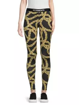Леггинсы Vetements с цепным принтом, черный