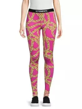 Леггинсы Vetements с цепным принтом, розовый