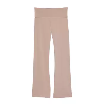 Леггинсы Victoria's Secret VS Cotton Yoga Foldover Flare, серо-бежевый