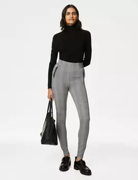 Леггинсы в клетку с высокой талией Marks & Spencer, коричневый микс