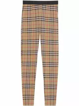 Леггинсы в клетку Vintage Check BURBERRY, коричневый