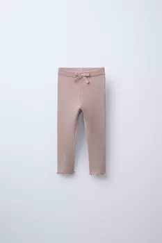 Леггинсы в рубчик однотонные ZARA, бежево-розовый