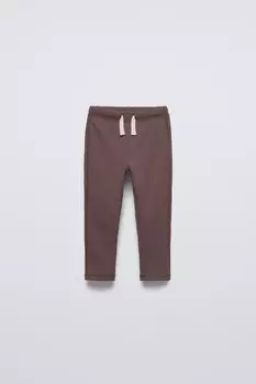 Леггинсы в рубчик однотонные ZARA, коричневый