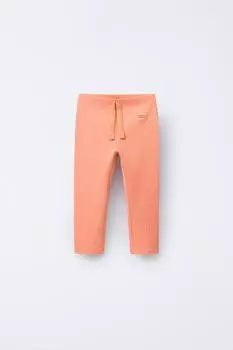 Леггинсы в рубчик с этикеткой ZARA, цвет Light orange