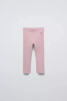 Леггинсы в рубчик с этикеткой ZARA, пыльно-розовый