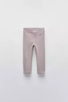 Леггинсы в рубчик с этикеткой ZARA, серо-коричневый