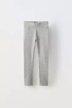 Леггинсы в рубчик с этикеткой ZARA, серый мергель