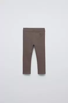 Леггинсы в рубчик с этикеткой ZARA, шоколадно-коричневый
