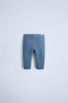 Леггинсы в рубчик с этикеткой ZARA, средне-синий