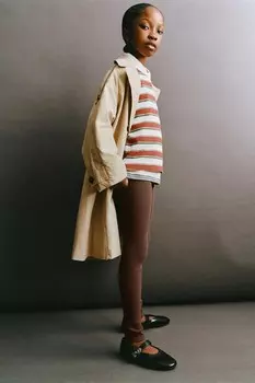 Леггинсы в рубчик с этикеткой ZARA, темно-коричневый