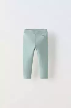 Леггинсы в рубчик с этикеткой ZARA, темно-бирюзовый