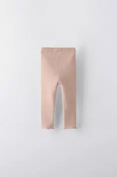 Леггинсы в рубчик с бантом ZARA, бежево-розовый