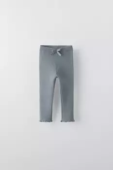 Леггинсы в рубчик с бантом ZARA, синий/серый