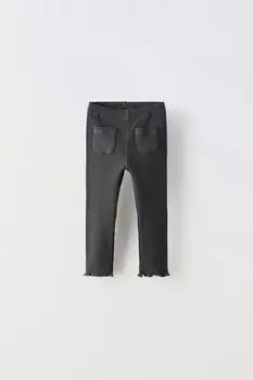 Леггинсы в рубчик с карманами ZARA, антрацитово-серый