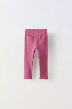 Леггинсы в рубчик с карманами ZARA, цвет raspberry