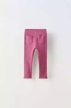 Леггинсы в рубчик с карманами ZARA, цвет raspberry