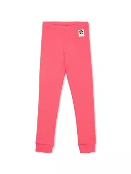 Леггинсы в рубчик с нашивкой-логотипом Mini Rodini, розовый