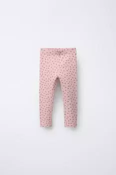 Леггинсы в рубчик с принтом ZARA, цвет Pale pink
