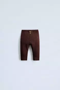 Леггинсы в рубчик с пуговицами ZARA, бордовый