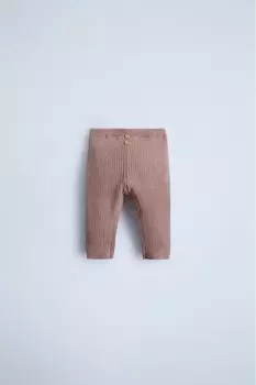 Леггинсы в рубчик с пуговицами ZARA, розовый мергель