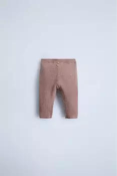 Леггинсы в рубчик с пуговицами ZARA, розовый мергель