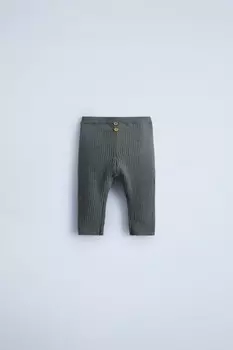 Леггинсы в рубчик с пуговицами ZARA, синий/стальной