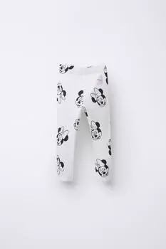 Леггинсы в рубчик с рисунком минни маус disney ZARA, экрю
