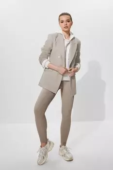 Леггинсы в рубчик с завышенной талией Next, бежевый