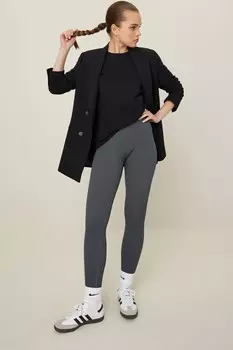 Леггинсы в рубчик с завышенной талией Next, серый