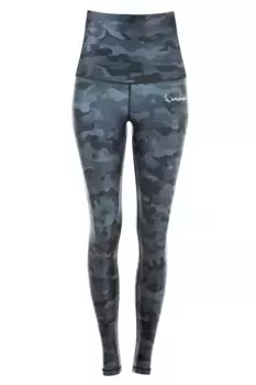 Леггинсы Winshape "HWL102-Military", стабилизирующий пояс с эффектом контроля живота, серый