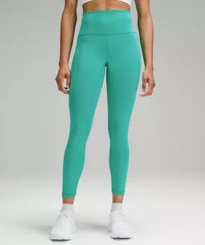 Леггинсы Wunder Train с высокой посадкой и карманами Lululemon, зеленый