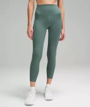 Леггинсы Wunder Train с высокой посадкой и карманами Lululemon, зеленый