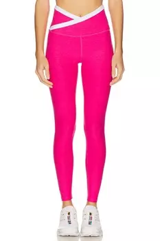 Леггинсы высокой посадки с миди длиной Spacedye Beyond Yoga, vivid pink heather & cloud white