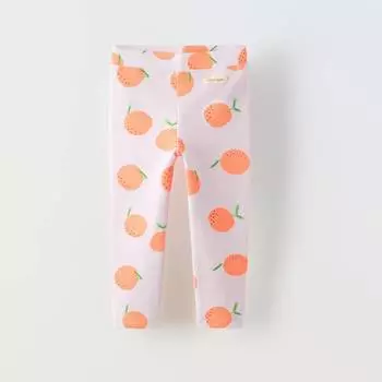 Леггинсы Zara Summer Camp Ribbed Printed Label, светло-розовый/оранжевый