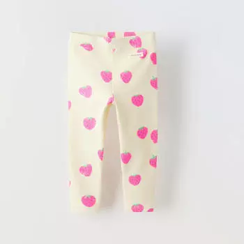 Леггинсы Zara Summer Camp Ribbed Printed Label, светло-желтый/розовый