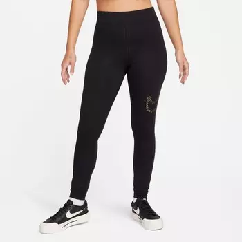 Леггинсы женские спортивные с блеском Nike, черный