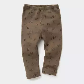 Легинсы для малышей Uniqlo Fleece House Print, коричневый